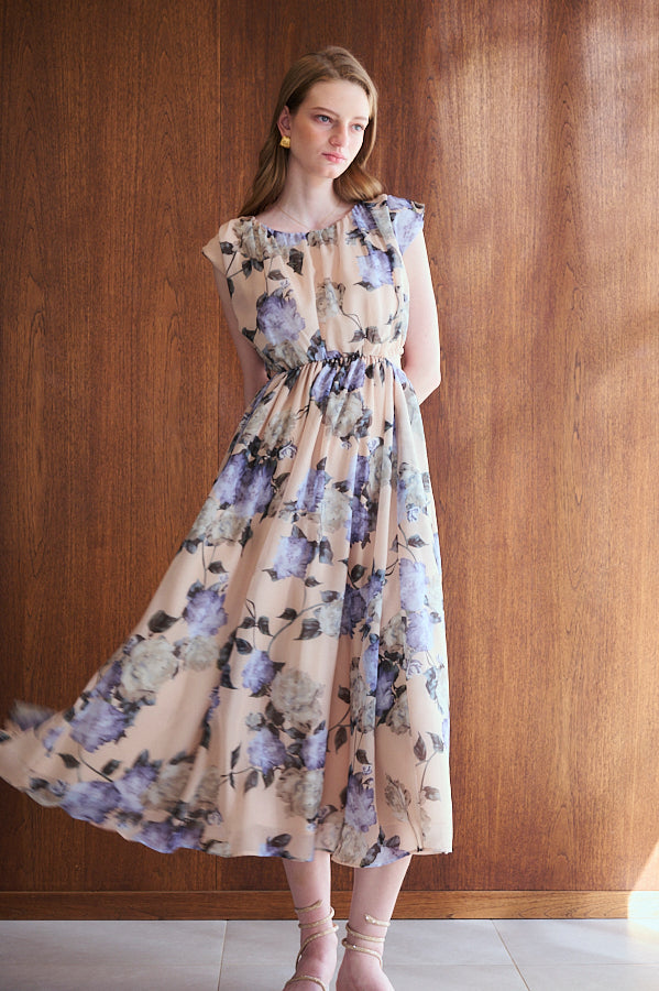 Ravello Print Long Dress <br> -BEG.pt-