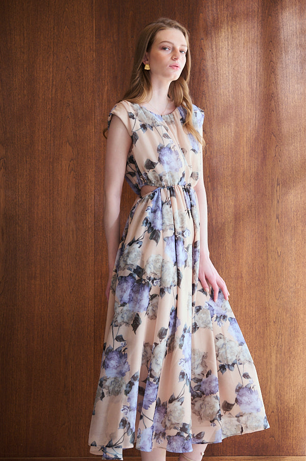 Ravello Print Long Dress <br> -BEG.pt-