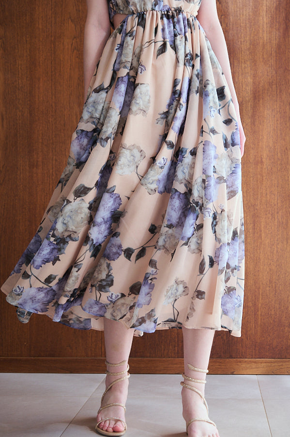 Ravello Print Long Dress <br> -BEG.pt-