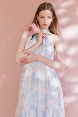 Positano Belted long Dress 2 -SAX- – Estella.K