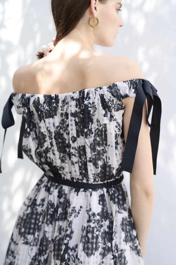 Bianca Ribbon Dress -Black- – Estella.K