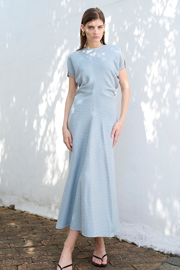 Dion Pleated Dress <br>-SAX-