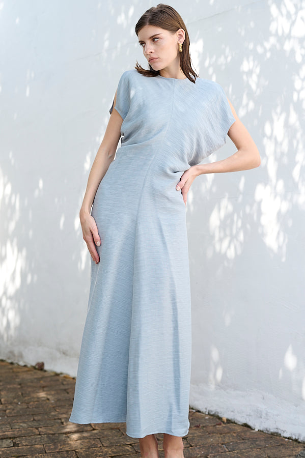 Dion Pleated Dress <br>-SAX-