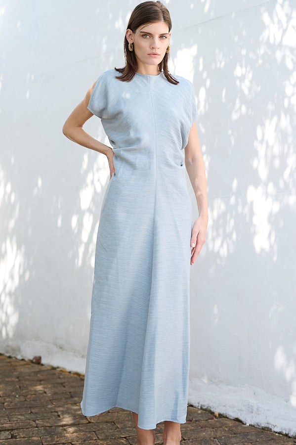 Dion Pleated Dress <br>-SAX-