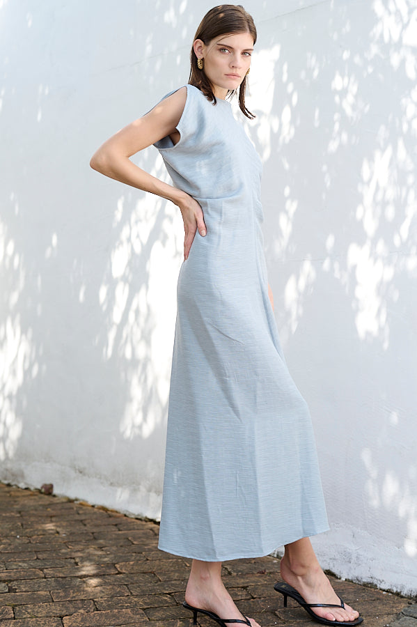 Dion Pleated Dress <br>-SAX-