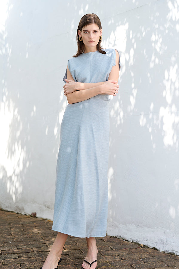 Dion Pleated Dress <br>-SAX-