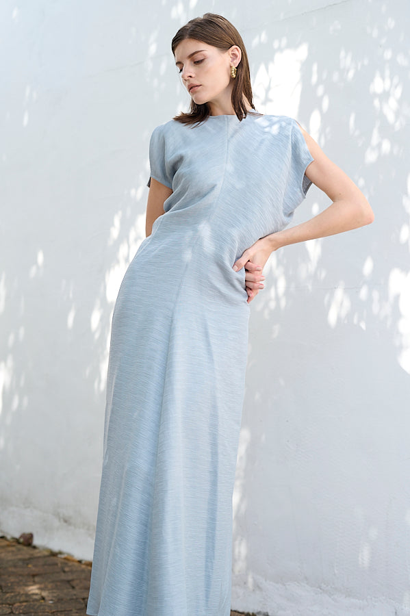 Dion Pleated Dress <br>-SAX-