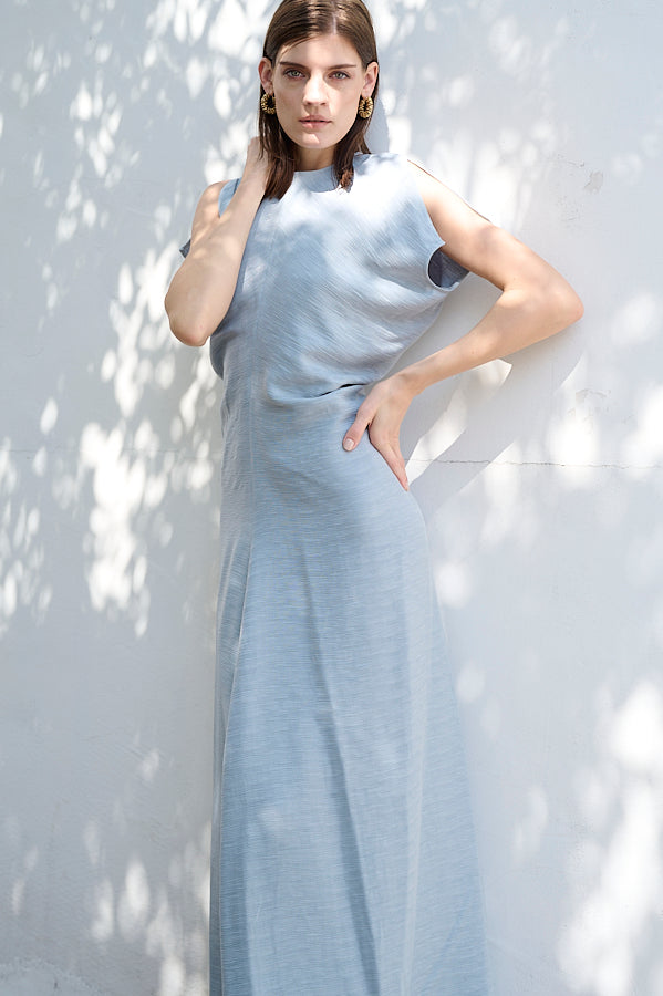 Dion Pleated Dress <br>-SAX-