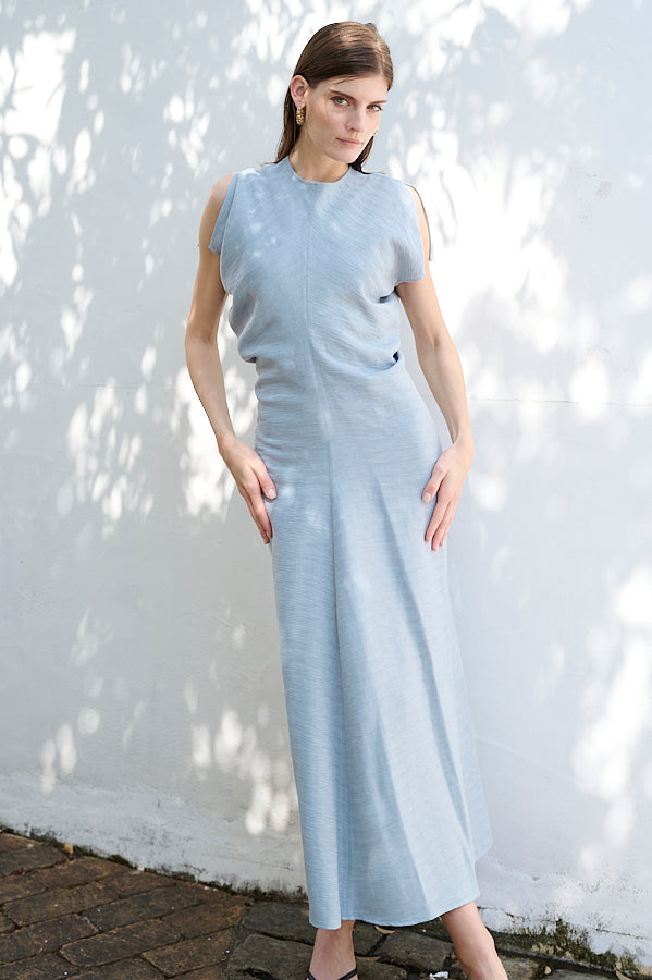 Dion Pleated Dress <br>-SAX-