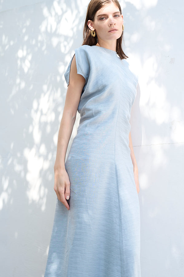 Dion Pleated Dress <br>-SAX-