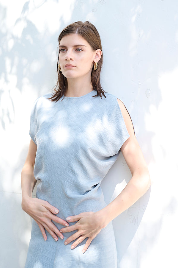 Dion Pleated Dress <br>-SAX-