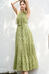 Ree Estella.K カシュクールドレス　セージグリーン Estella.K カシュクールドレスコットンシルクセージグリーン