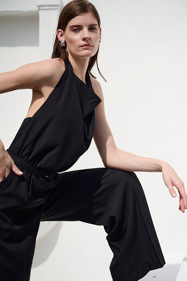 Helena Belted Jumpsuit <br>-BLK-