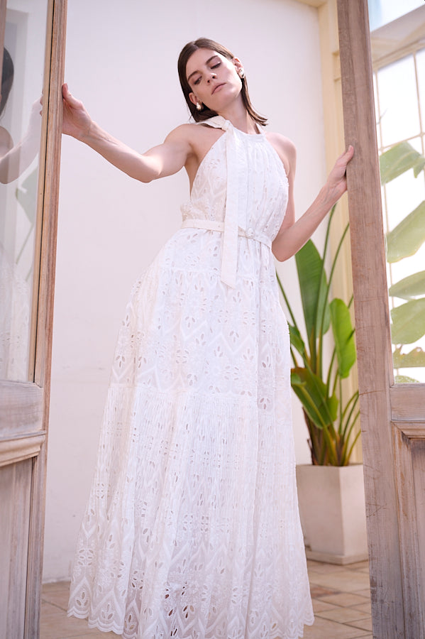Gabi Lace Dress <br>-WHT-