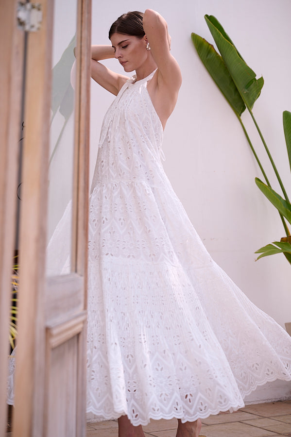 Gabi Lace Dress <br>-WHT-
