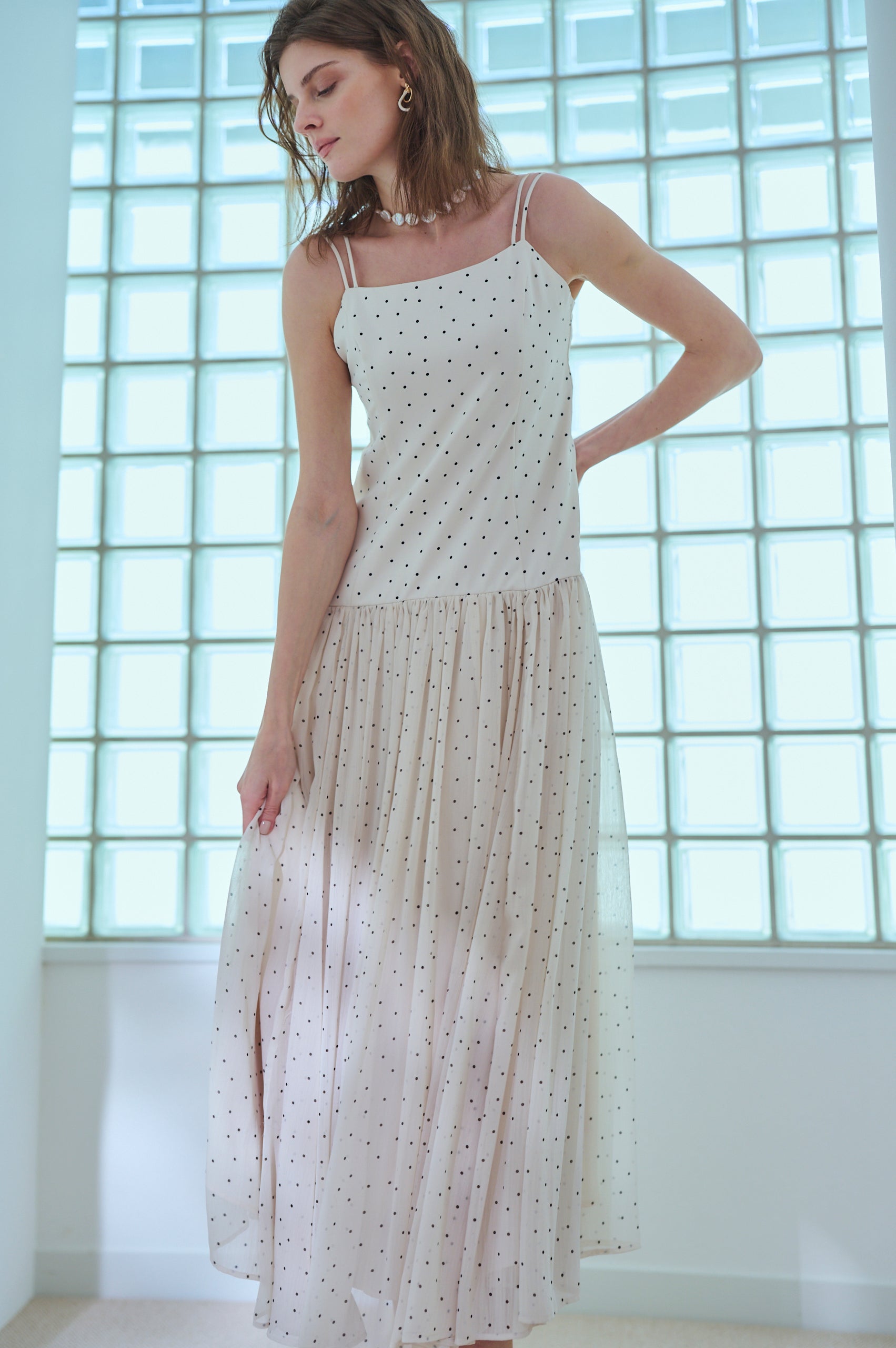 Juliette Dress <br>-Ivory.dot-