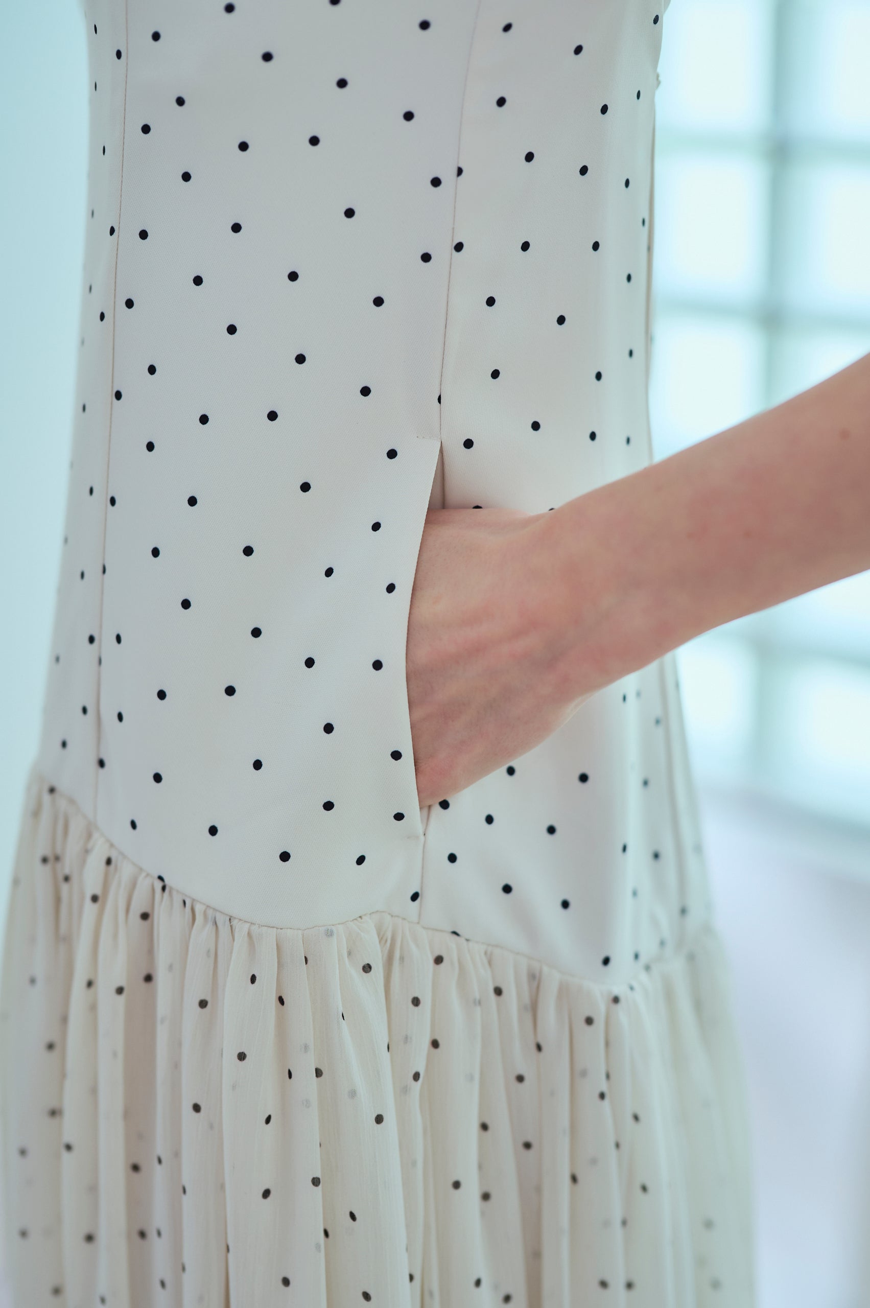 Juliette Dress <br>-Ivory.dot-