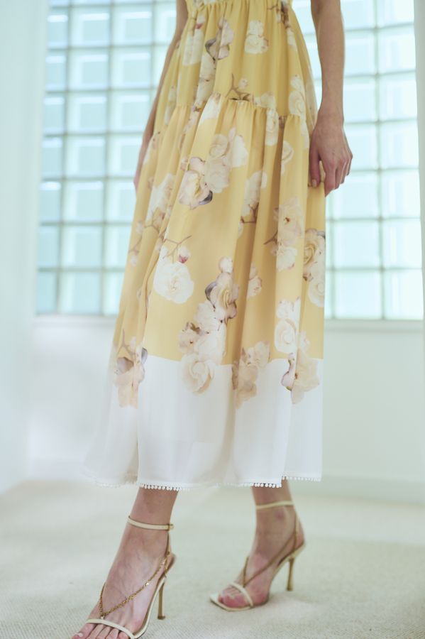 Angelique Floral Dress <br>-Yellow-