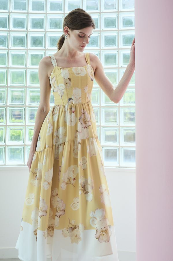 Angelique Floral Dress <br>-Yellow-