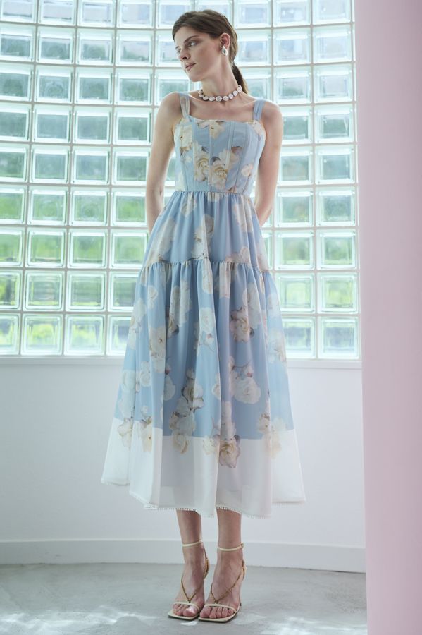 Angelique Floral Dress <br>-Sax-