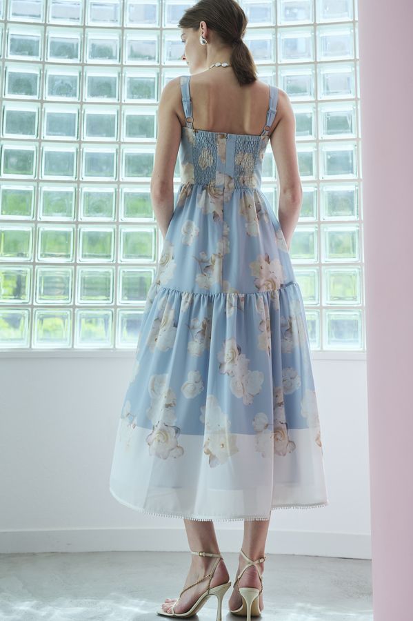 Angelique Floral Dress <br>-Sax-
