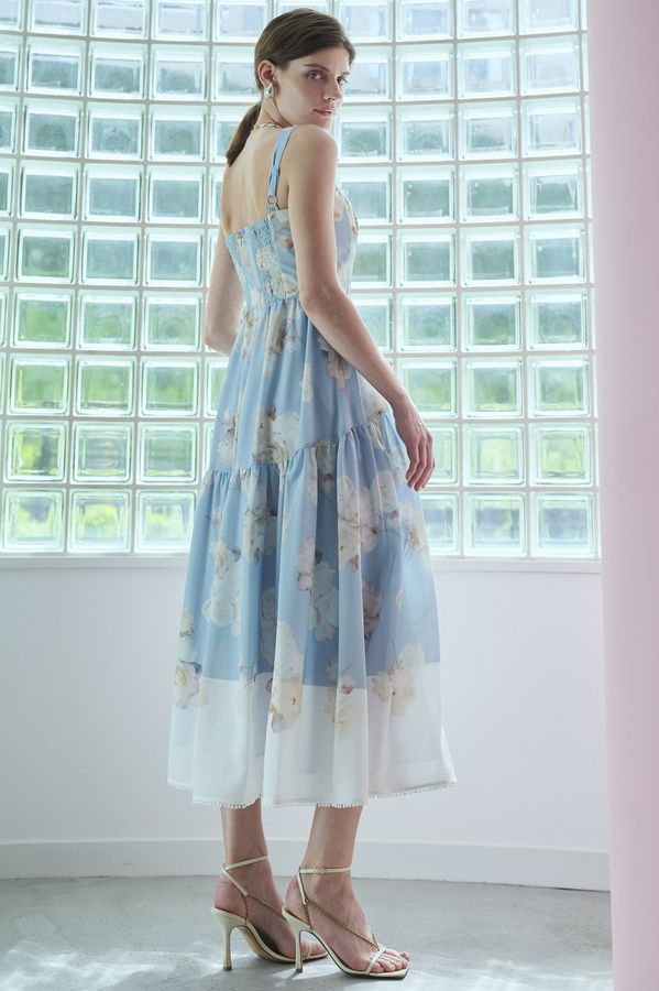 Angelique Floral Dress <br>-Sax-