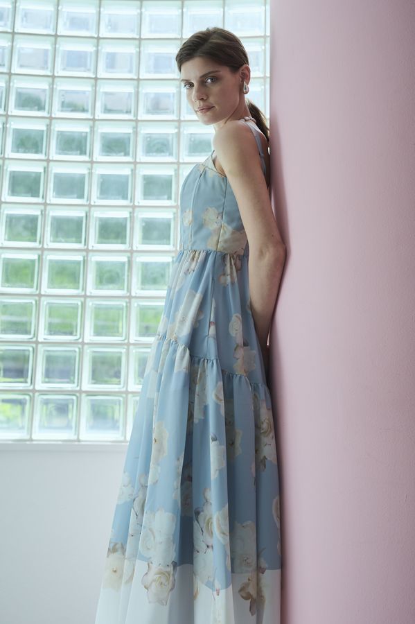 Angelique Floral Dress <br>-Sax-