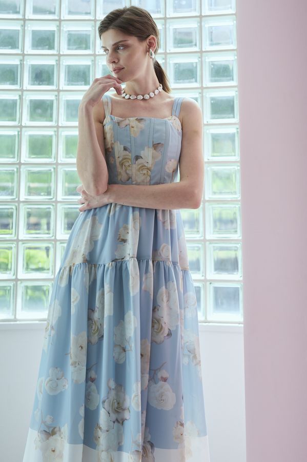 Angelique Floral Dress <br>-Sax-