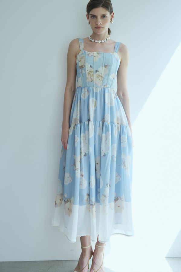 Angelique Floral Dress <br>-Sax-