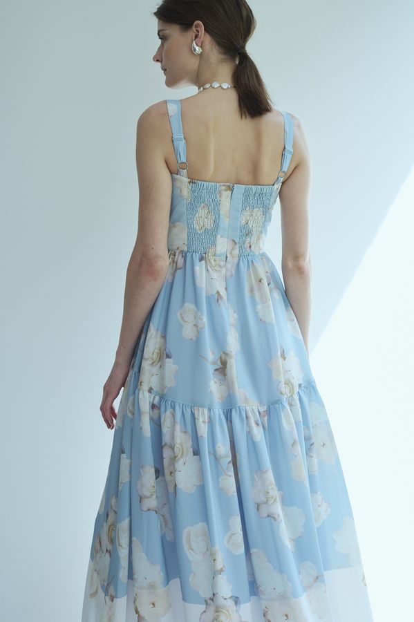 Angelique Floral Dress <br>-Sax-