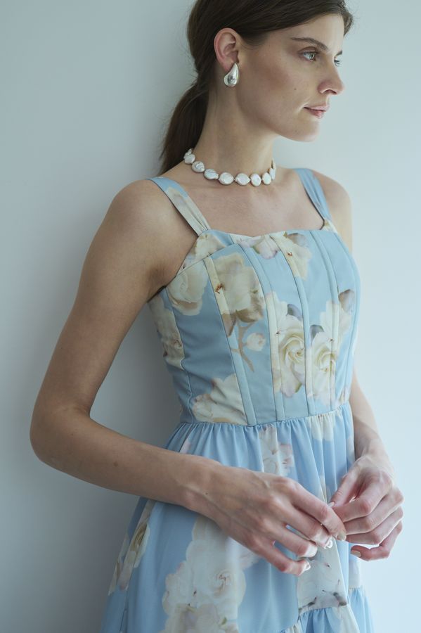 Angelique Floral Dress <br>-Sax-