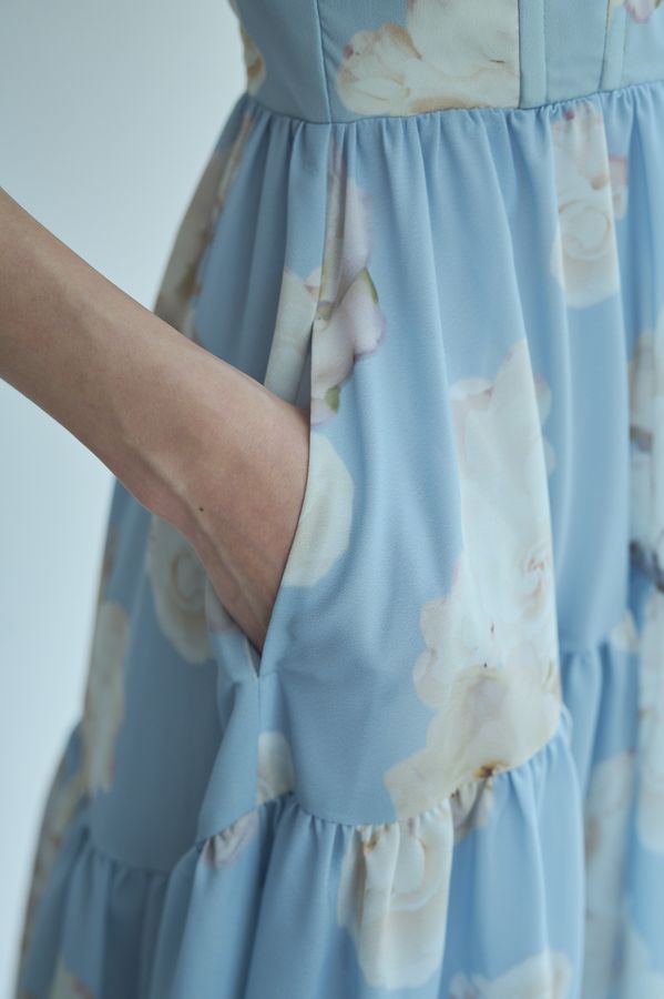 Angelique Floral Dress <br>-Sax-