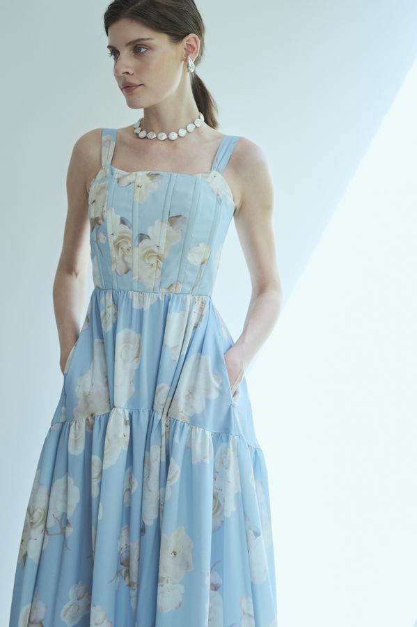 Angelique Floral Dress <br>-Sax-