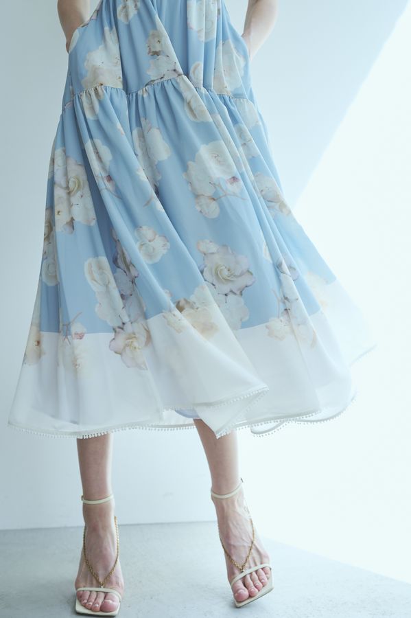 Angelique Floral Dress <br>-Sax-