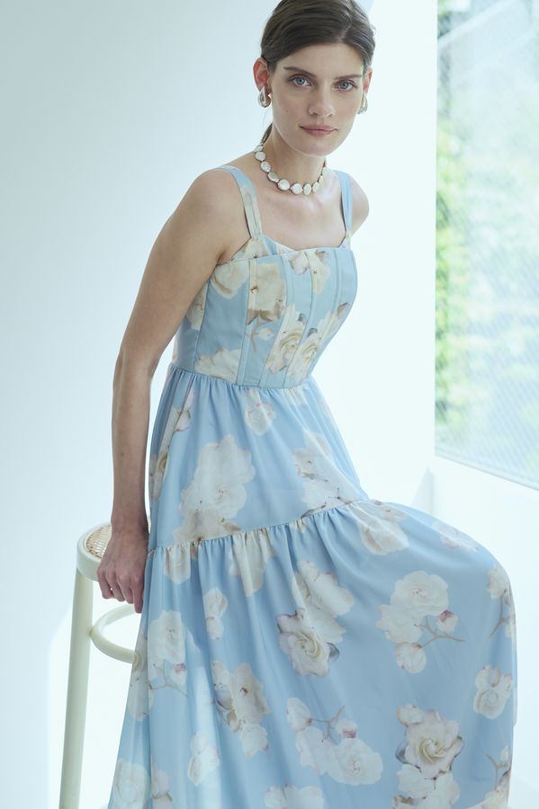 Angelique Floral Dress <br>-Sax-
