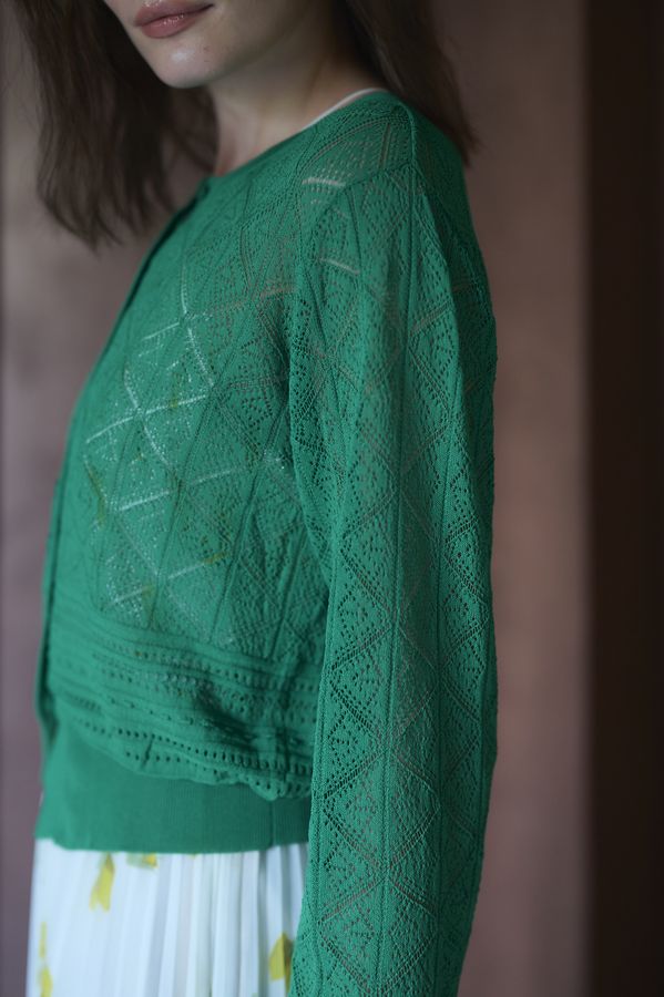 Coco Lace Knit Cardigan <br> -Green-