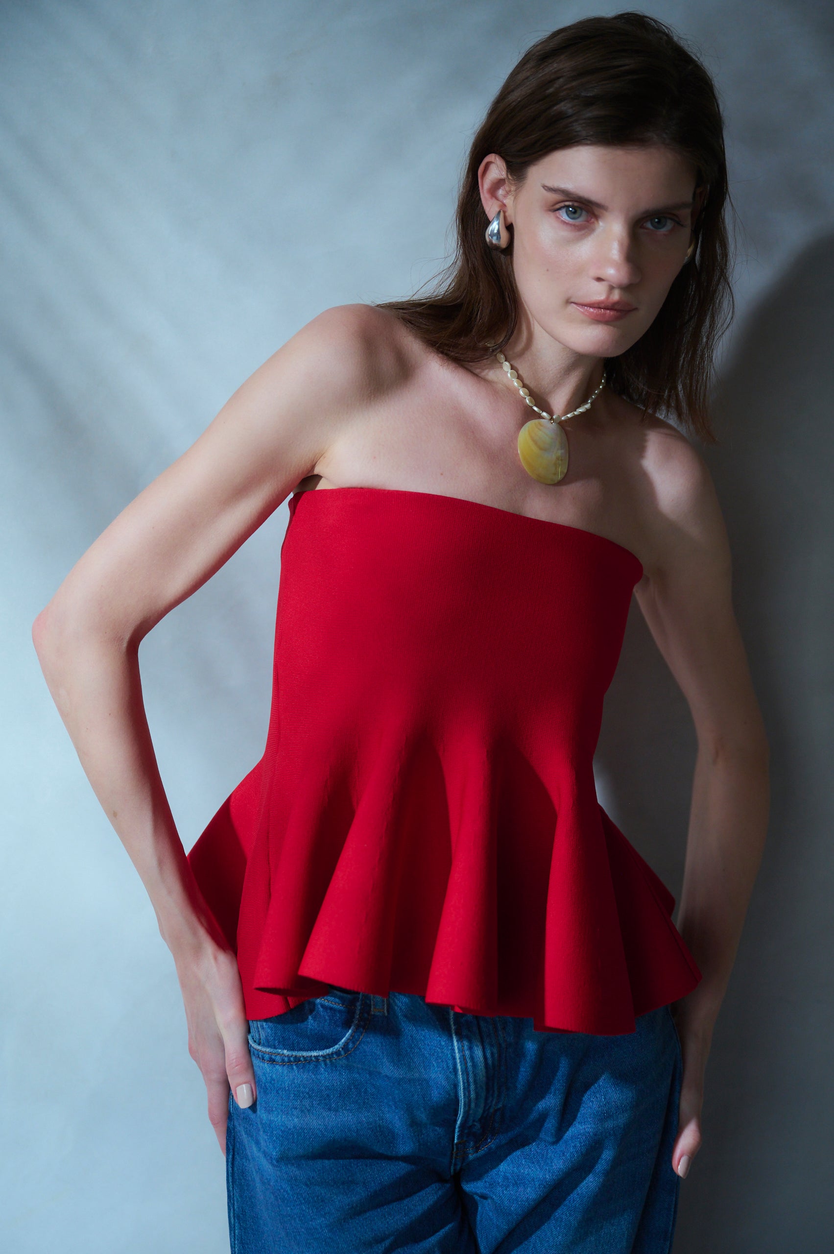 Raisa Knit Top <br>-Red-