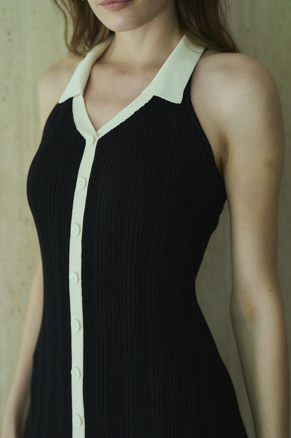 Gillian Knit Dress <br>-Black×off white-