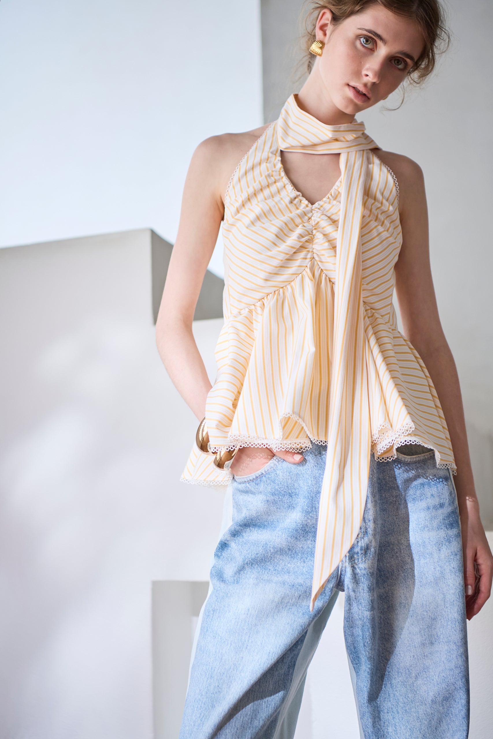 Janessa Top<br> -Yellow stripe-