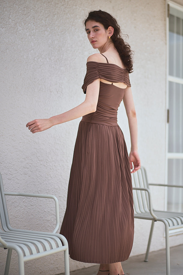 Arabella Pleaded Dress<br> -Mocha-