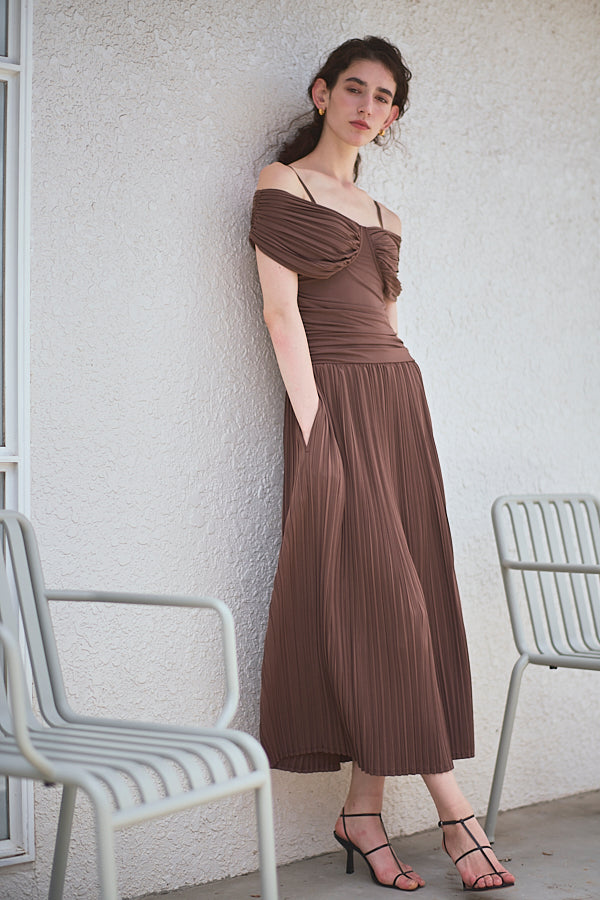 Arabella Pleaded Dress<br> -Mocha-