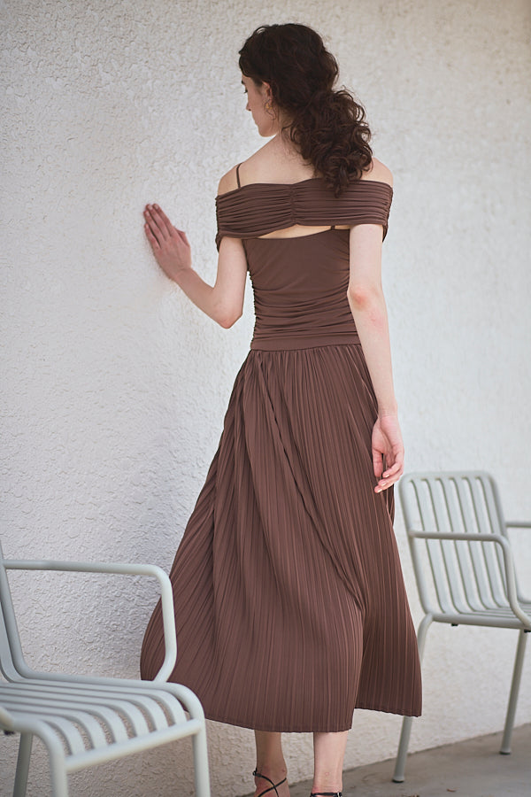 Arabella Pleaded Dress<br> -Mocha-