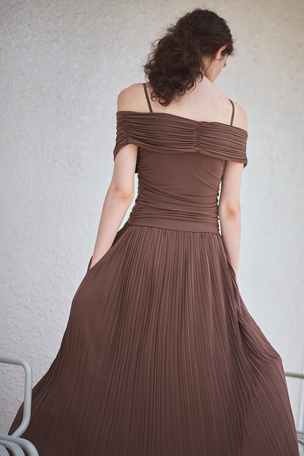 Arabella Pleaded Dress<br> -Mocha-