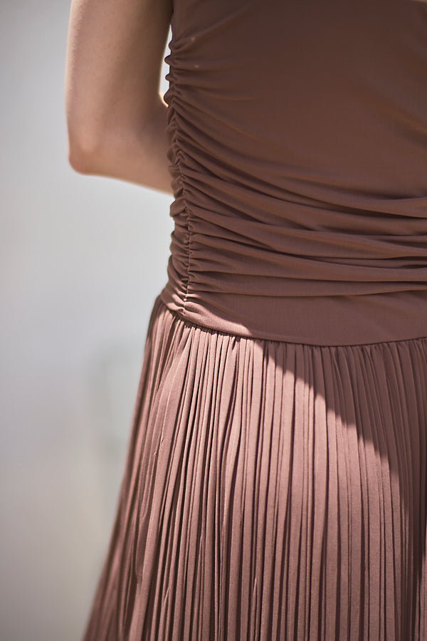 Arabella Pleaded Dress<br> -Mocha-