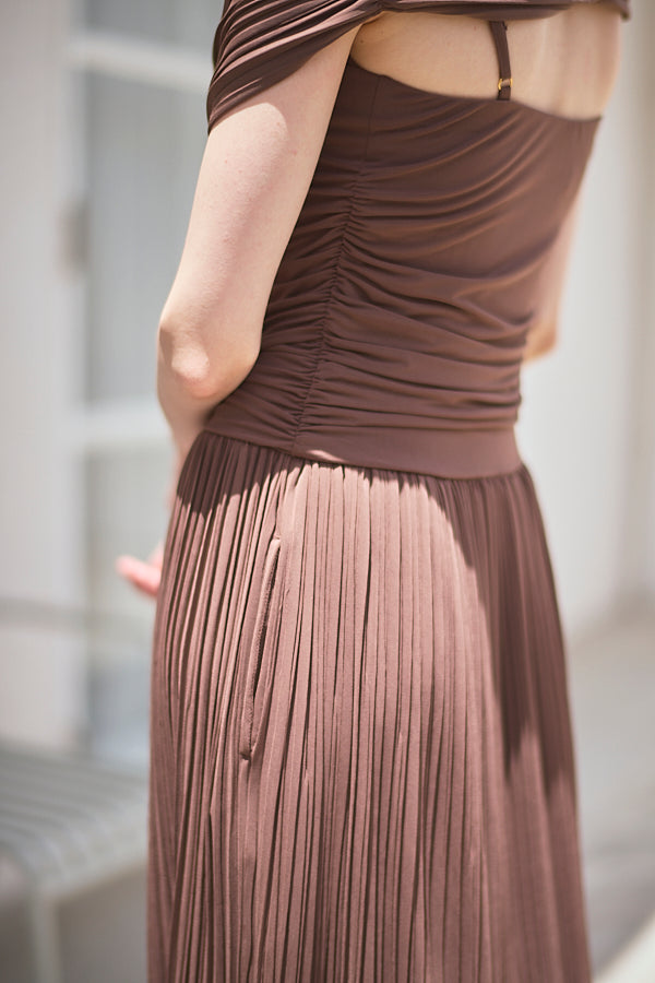 Arabella Pleaded Dress<br> -Mocha-