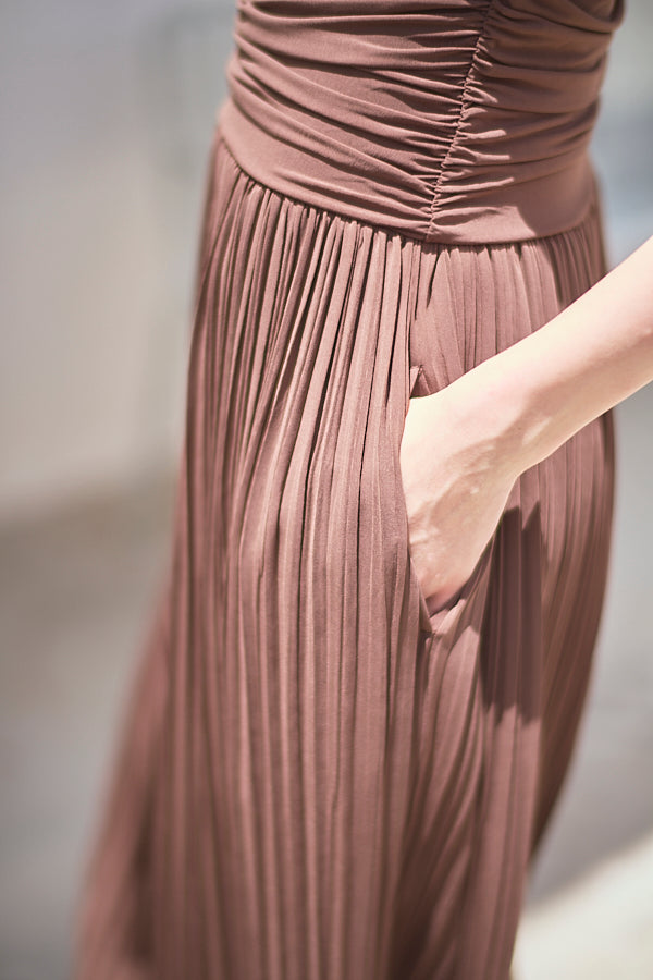 Arabella Pleaded Dress<br> -Mocha-