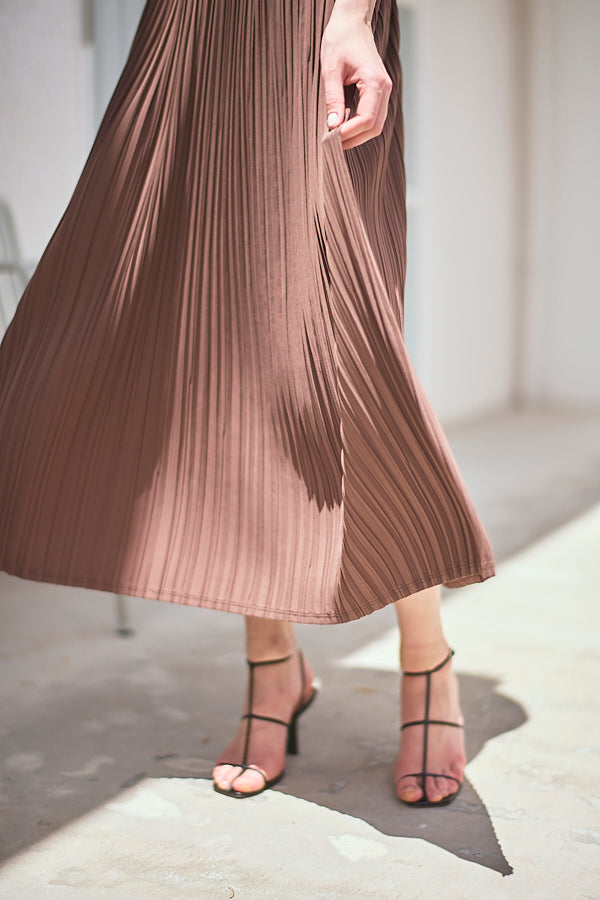 Arabella Pleaded Dress<br> -Mocha-