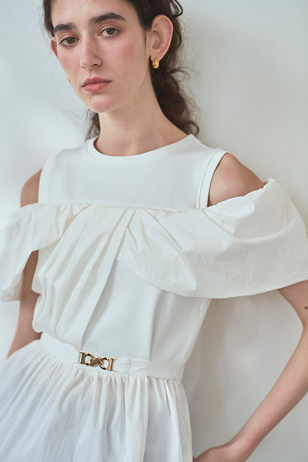 Delina Belted Top<br> -White-