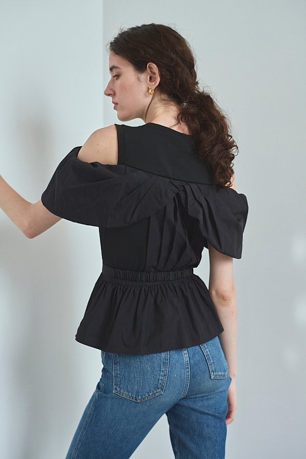 Delina Belted Top<br> -Black-