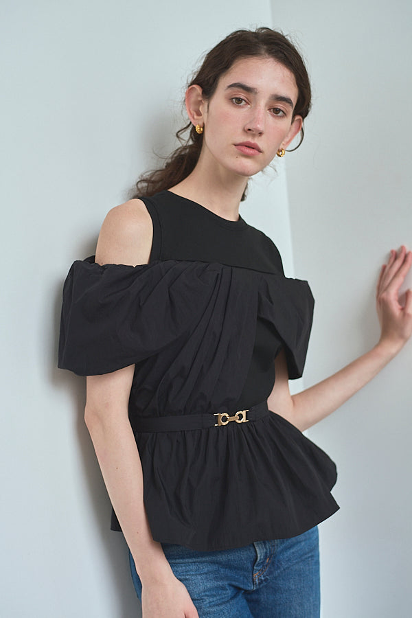 Delina Belted Top<br> -Black-